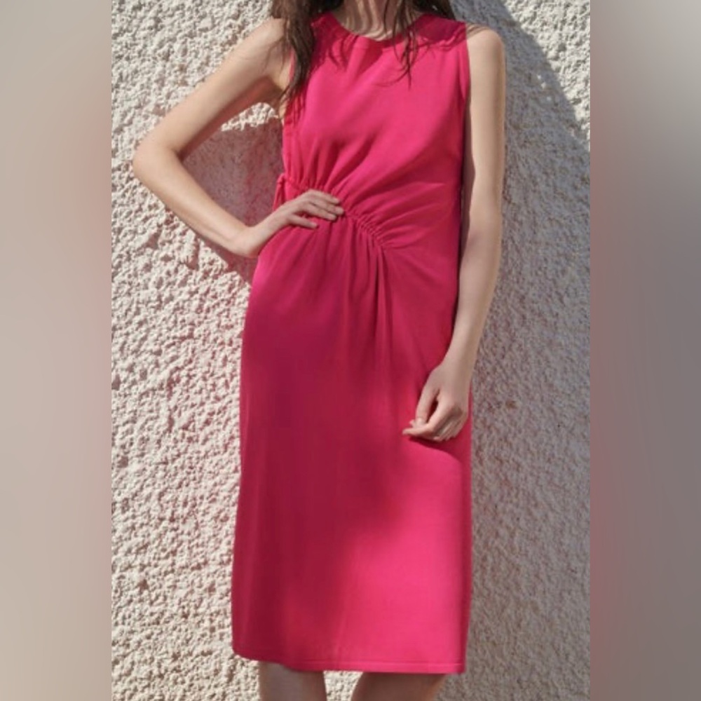 ZARA Ruched Midi Dress